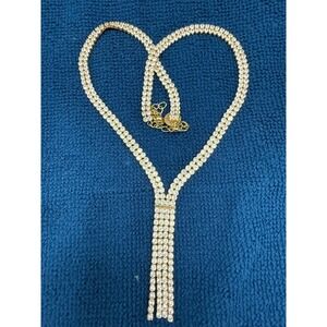 Rhinestone Necklace Drop Silver Tone Size Signed Lovisa Prom Bridal‎ Modern 18"